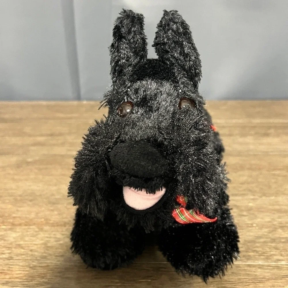 Melissa & Doug Maxwell the Scottish Dog Plush Black Scottie Terrier Plaid Bow